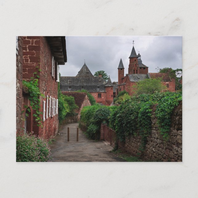 Collonges-la-Rouge, rött vykort för byn (Framsida)
