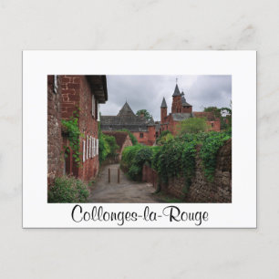Collonges-la-Rouge-vykort för vit text Vykort
