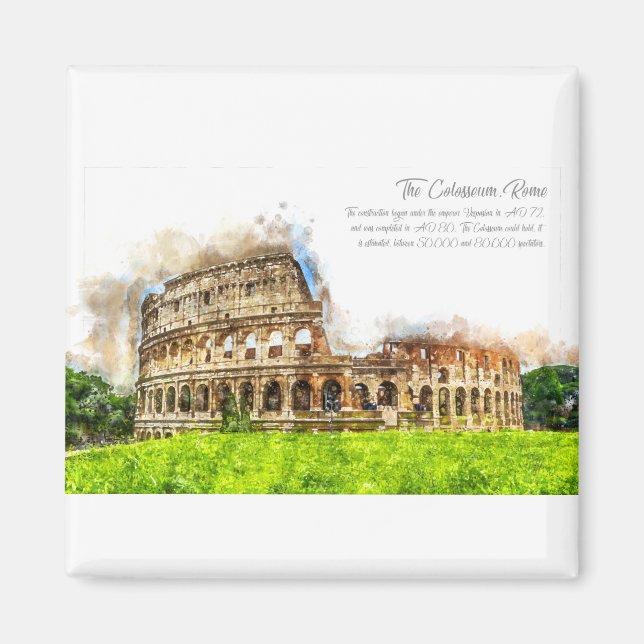 Colluseum Rome Watercolor Magnet (Framsidan)