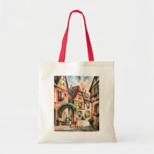 Colmar Frankrike Alsace Akvarell Resa Anpassad Tex