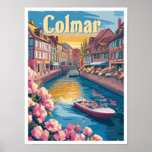 Colmar Frankrike Art Vintage resor Illustration Poster