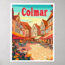 Colmar Frankrike Art Vintage resor Illustration Poster