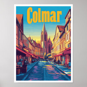 Colmar Frankrike Art Vintage resor Illustration Poster