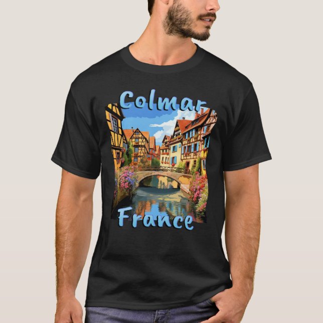 Colmar Frankrike med halvtids klocka T Shirt (Framsida)
