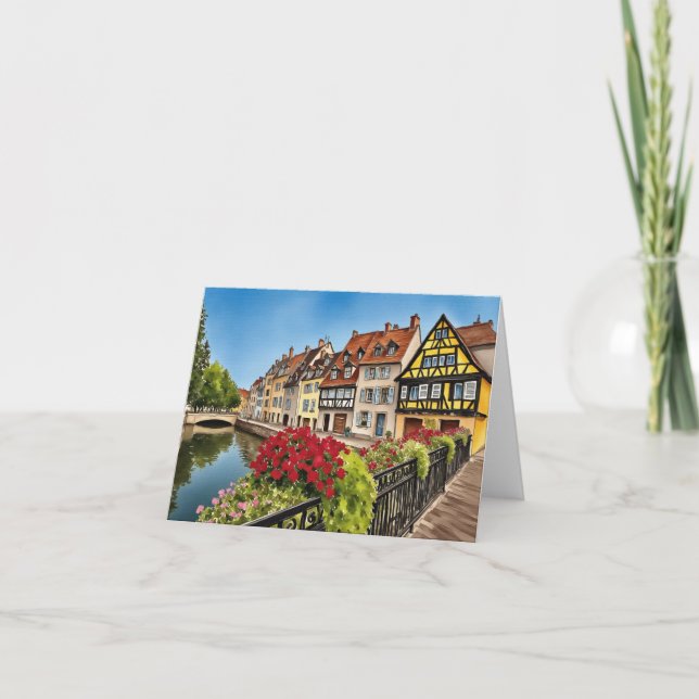 Colmar Frankrike Watercolor Kort (Framsida)