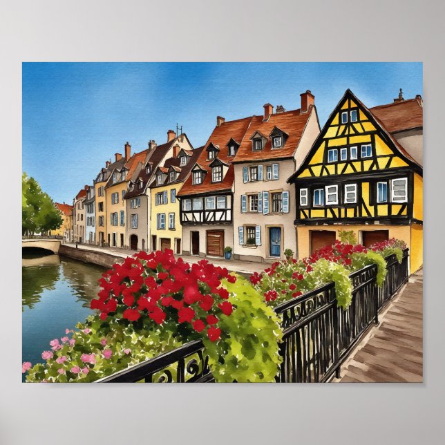 Colmar Frankrike Watercolor Poster (Framsidan)