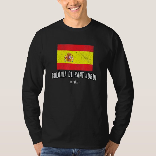Colnia De Sant Jordi Spain Es Flagga City Bandera  T Shirt (Framsida)