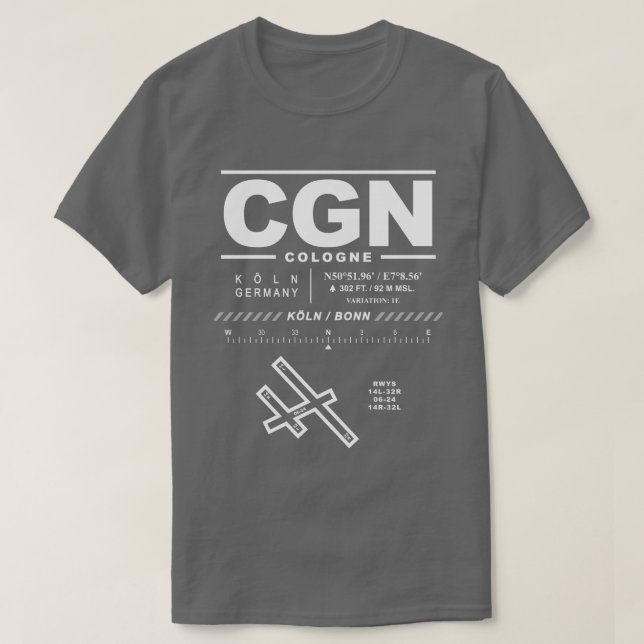 Cologne Bonn Airport CGN T-Shirt (Design framsida)