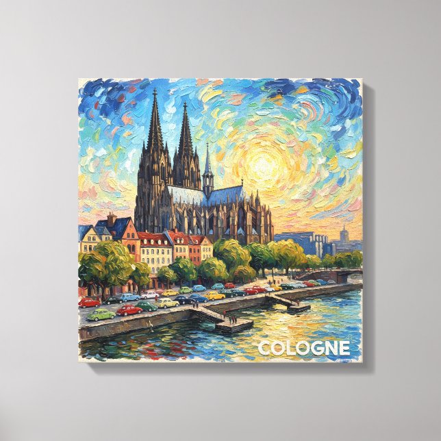 Cologne Cathedral Riverside Glow Canvas Art (Framsida)
