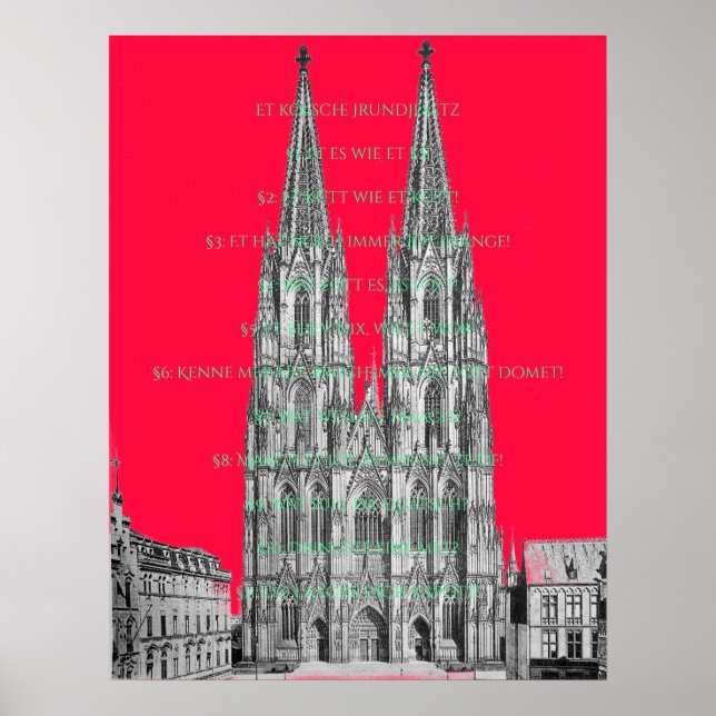 Cologne Dome Köln Kölsches Grundgesetz Poster (Framsidan)