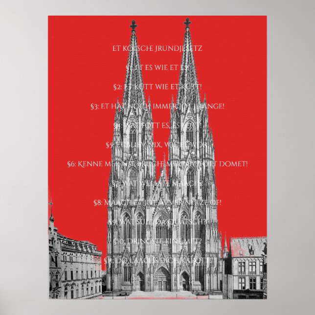 Cologne Dome Köln Kölsches Grundgesetz Poster (Framsidan)
