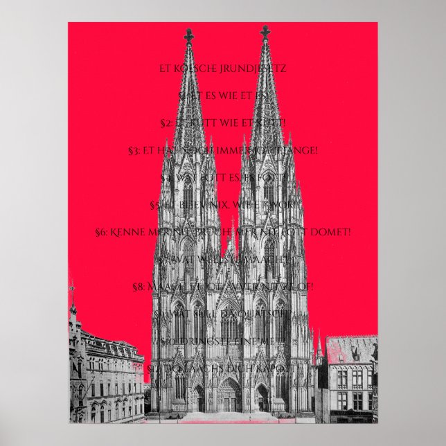 Cologne Dome Köln Kölsches Grundgesetz Poster (Framsidan)