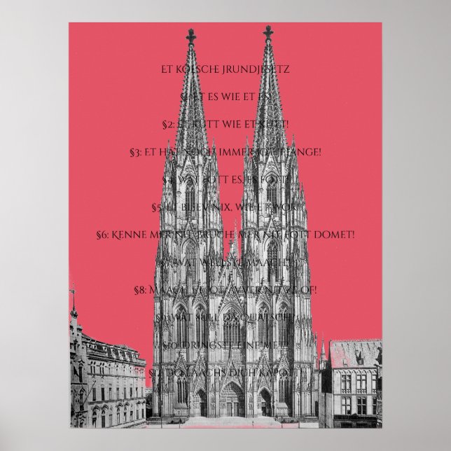 Cologne Dome Köln Kölsches Grundgesetz Poster (Framsidan)