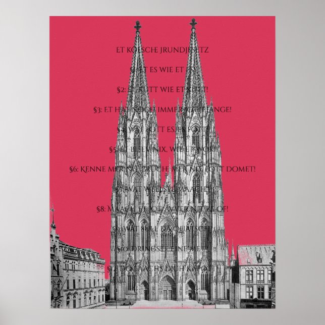 Cologne Dome Köln Kölsches Grundgesetz Poster (Framsidan)