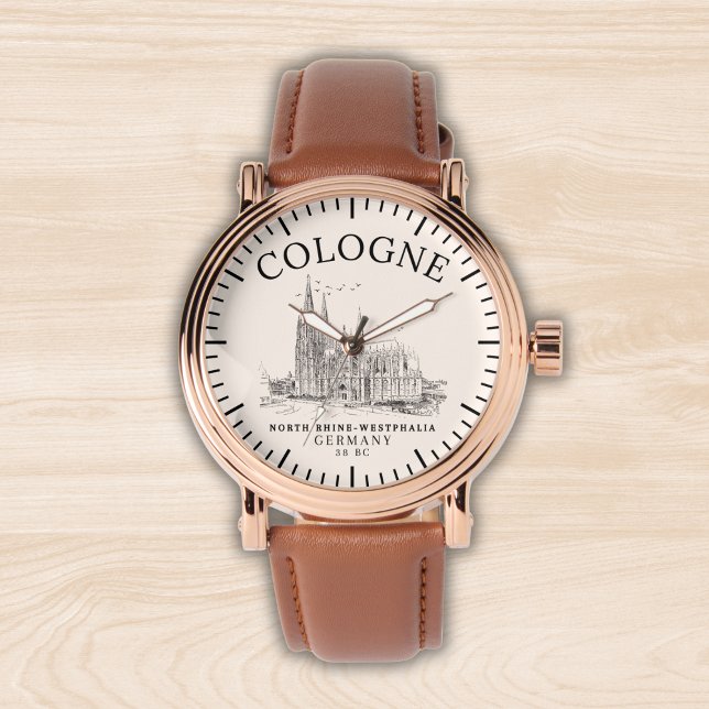 Cologne Germany Landscape Vintage Retro Armbandsur (Skapare uppladdad)