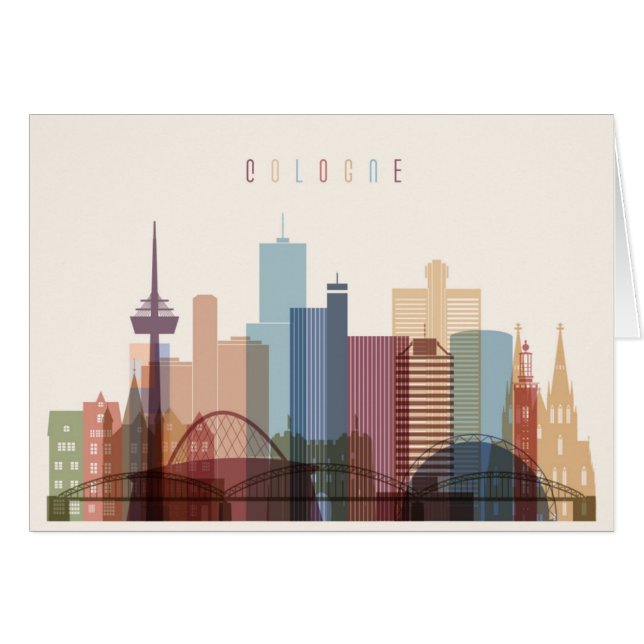 Cologne tyskland | stadshorisont hälsningskort (Framsidan Horizontal)