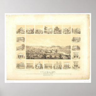 Coloma, CA. Panoramisk Karta 1857 (0423A) Poster