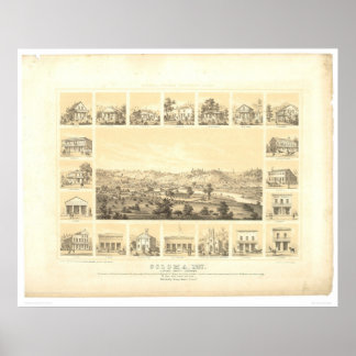 Coloma, CA. Panoramisk Karta 1857 (0423A) Poster