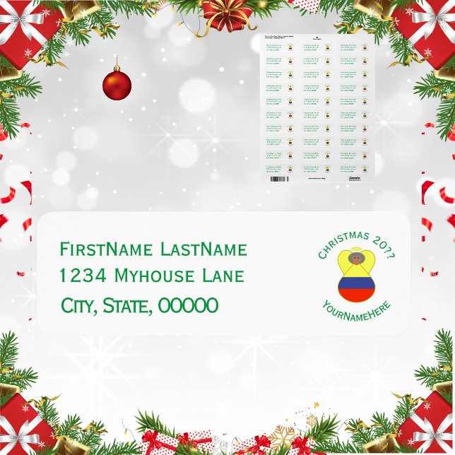 Colombia Abuelita Angel för jul Returadress Etikett (Skapare uppladdad)