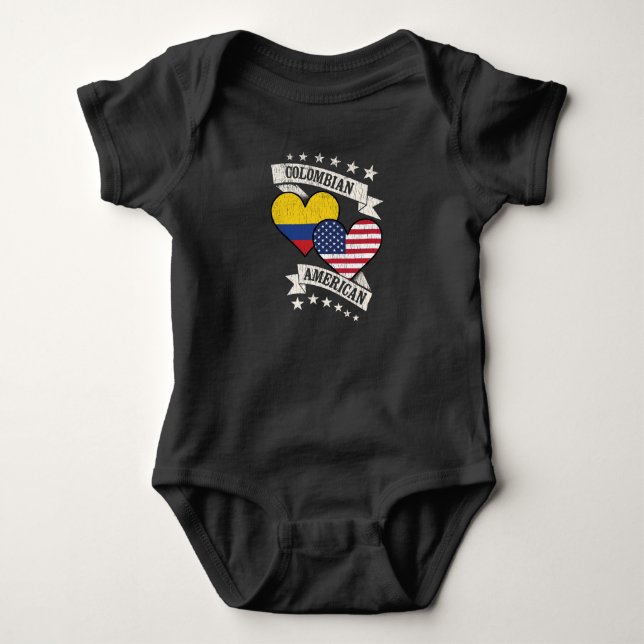 Colombia American Heart Flaggor Colombia Amerika T Shirt (Framsida)