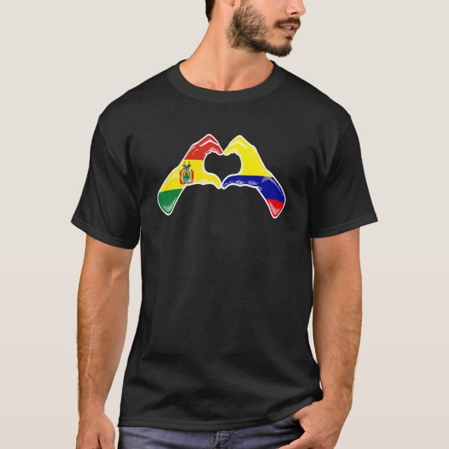 Colombia Bolivia Flag Colombian Bolivian Heart T Shirt (Framsida)