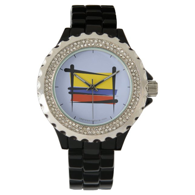 Colombia Brush Flagga Armbandsur (Framsida)