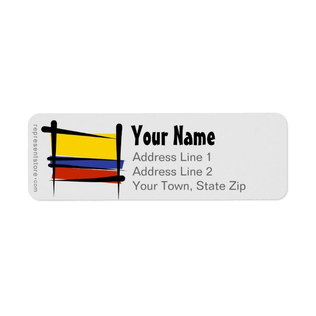 Colombia Brush Flagga Returadress Etikett (Framsidan)