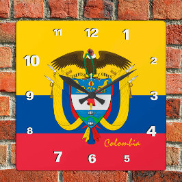 Colombia Clock, patriotiskt hem, colombiansk Flagg Fyrkantig Klocka