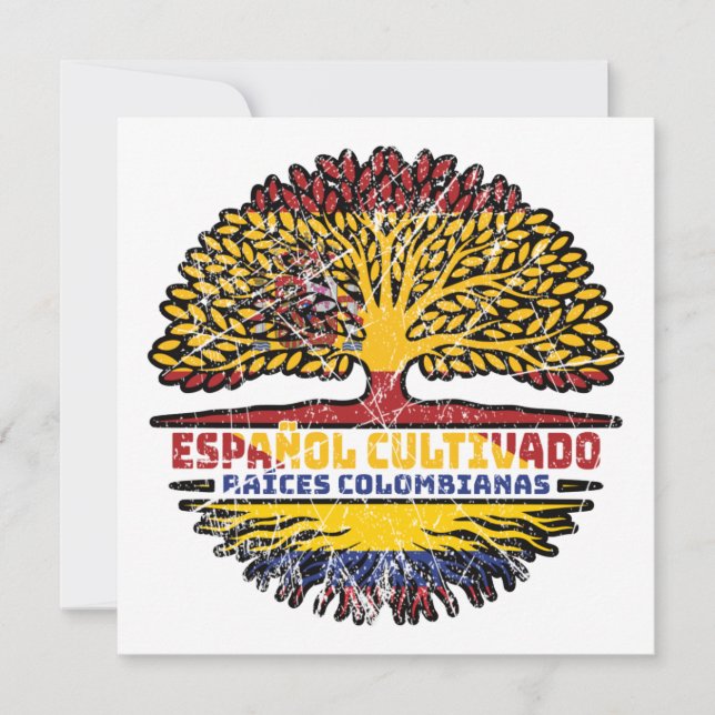 Colombia Colombia Spanien, Spanien, Träd, Flagga Kort (Framsida)