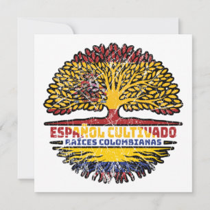 Colombia Colombia Spanien, Spanien, Träd, Flagga Kort