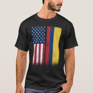 Colombia Colombiansk amerikansk Flaggor Proud USA  T Shirt