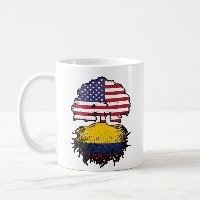Colombia Colombias American USA Träd Roots Flagga Kaffemugg (Vänster)