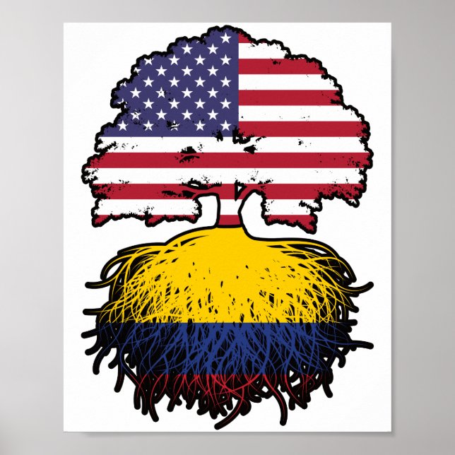 Colombia Colombias American USA Träd Roots Flagga Poster (Framsidan)
