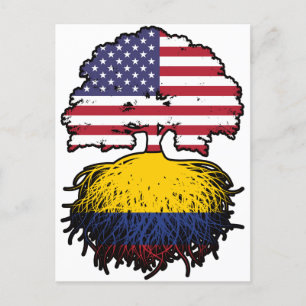 Colombia Colombias American USA Träd Roots Flagga Vykort