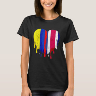 Colombia Costa Rica Flagga Hjärta Medborgare Uppvu T Shirt