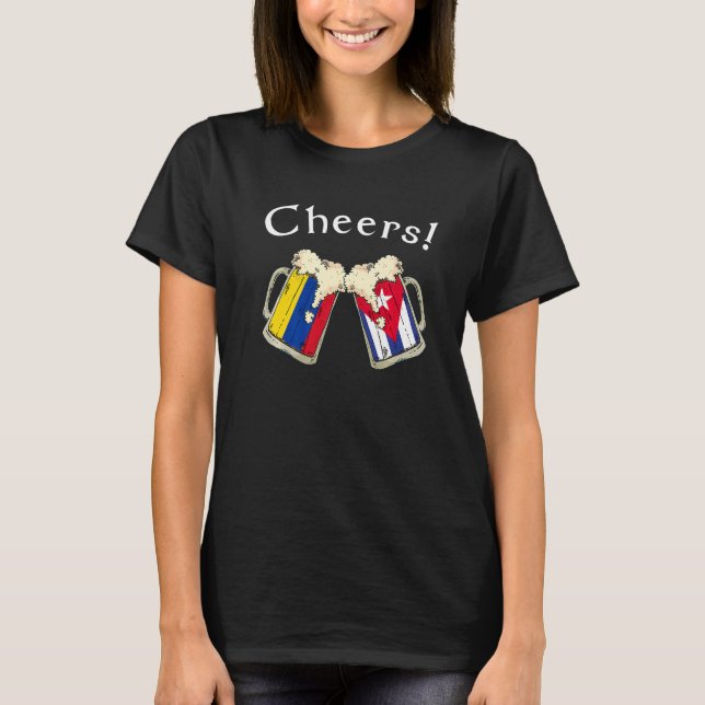 Colombia Cuba Flag Cheers Beer Grown Patriot Count T Shirt (Framsida)