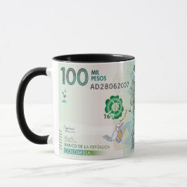 Colombia CurrencyCartoon Coffee Mugg 100 000 Pesos