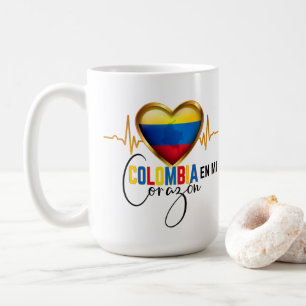 Colombia en mi Corazon colombianskt Pride Kaffemugg