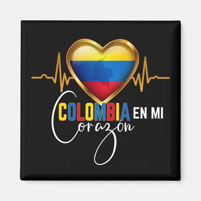 Colombia en mi Corazon colombianskt Pride Magnet (Framsidan)