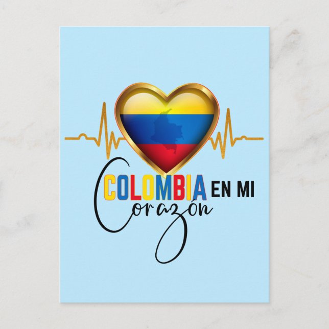 Colombia en mi Corazon colombianskt Pride Vykort (Framsida)