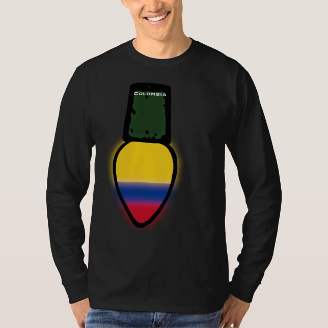 Colombia Flag Christmas Light Colombian Pride T Shirt (Framsida)