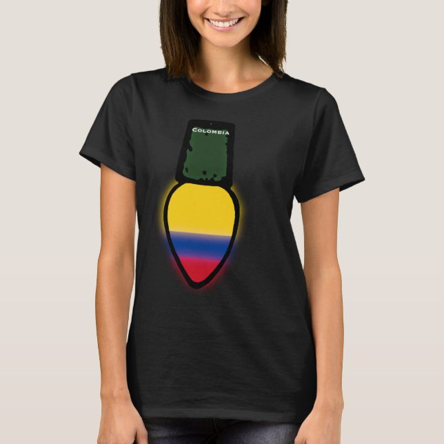 Colombia Flag Christmas Light Colombian Pride T Shirt (Framsida)