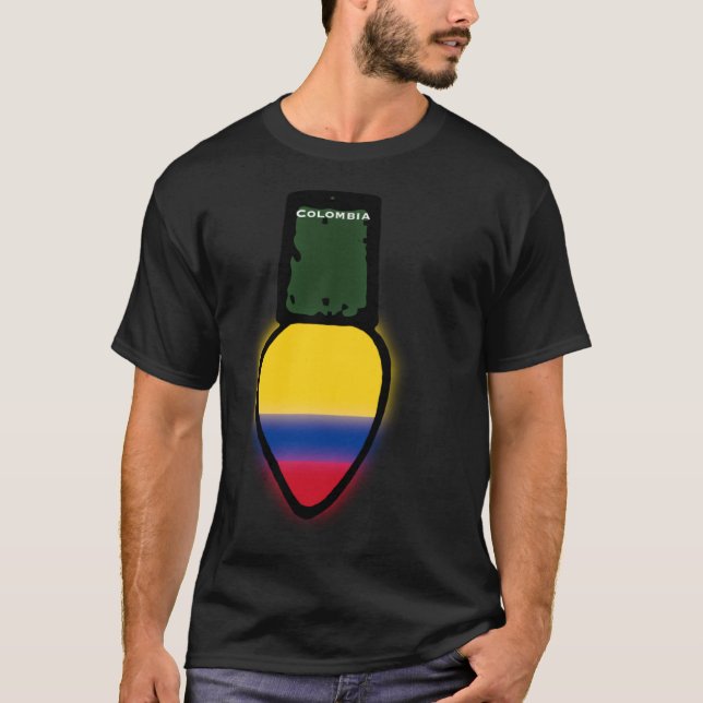 Colombia Flag Christmas Light Colombian Pride T Shirt (Framsida)