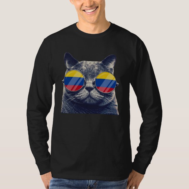 Colombia Flag  Colombian Pride Cat Men Women Kids T Shirt (Framsida)
