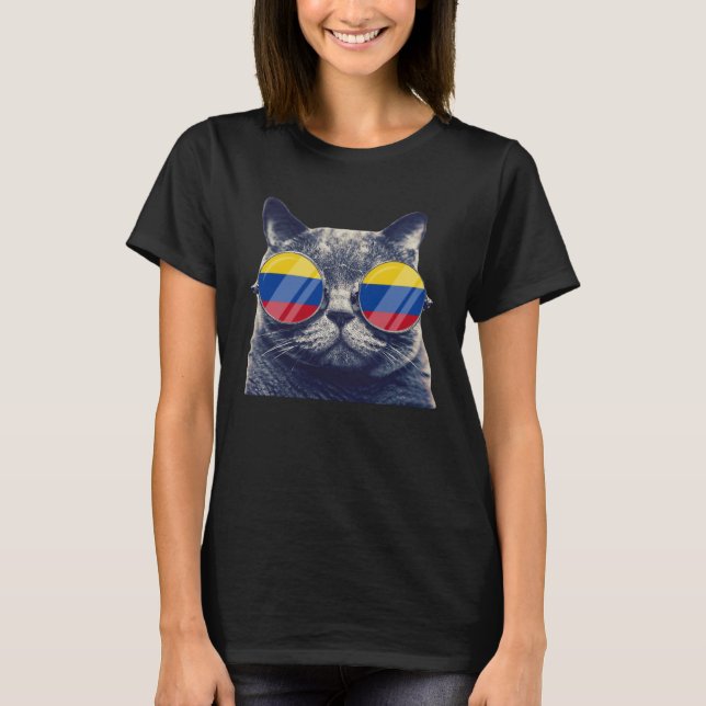 Colombia Flag  Colombian Pride Cat Men Women Kids T Shirt (Framsida)