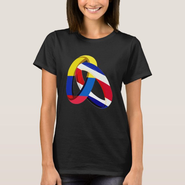 Colombia Flag Costa Rica Grown Ring Marriage Weddi T Shirt (Framsida)