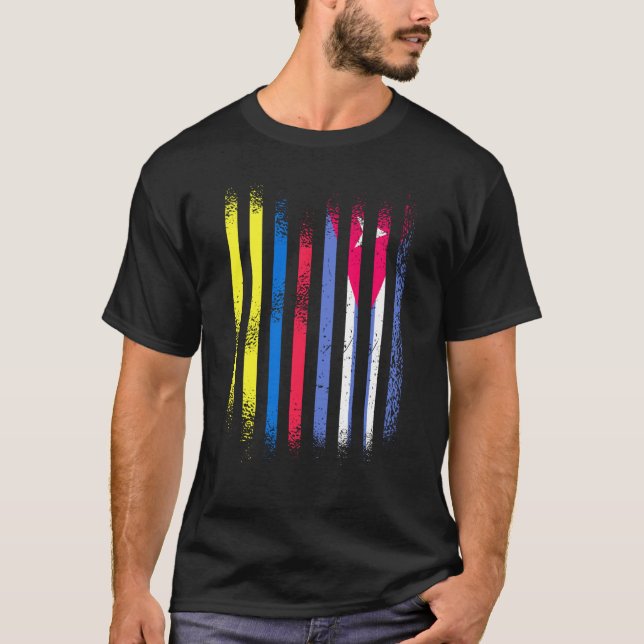 Colombia Flag Cuba Grown Country Flags Stripes T Shirt (Framsida)