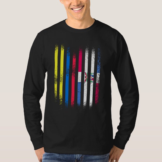 Colombia Flag Dominican Grown Country Flags Stripe T Shirt (Framsida)