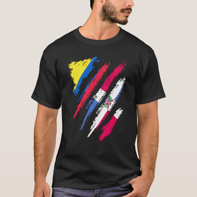 Colombia Flag Dominican Grown Patriot Country Stri T Shirt (Framsida)