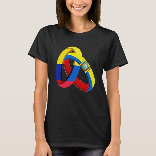Colombia Flag Ecuador Grown Ring Marriage Wedding T Shirt (Framsida)